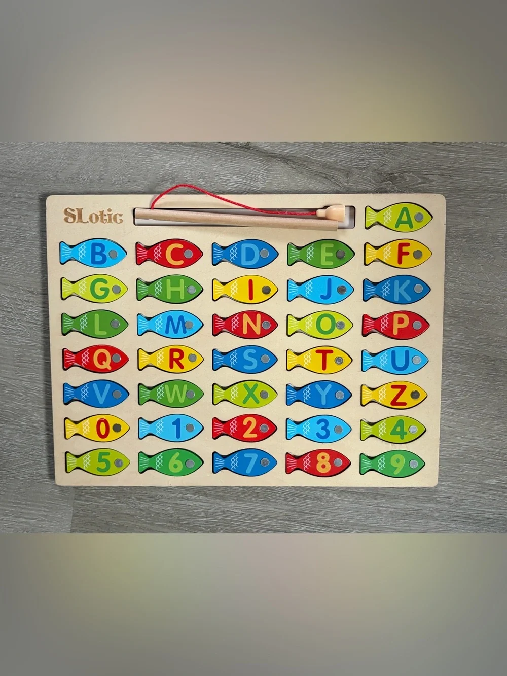 Wooden Magnetic Fishing Puzzle Alphabet & Numbers - Colorful Fish